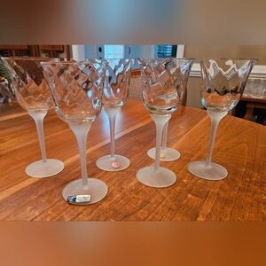 Valerie Frosted Wine Goblet Set of 6 by Crystal Industries